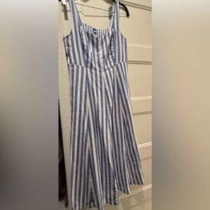 Old Navy Blue and White Striped Midi Dress
